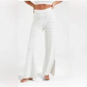 BNWT Solid & Striped Womens Stretch Knit Gingham Print Flare Pants White Size M